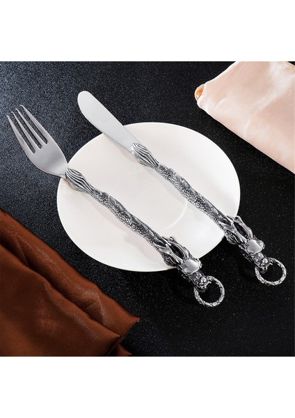 Çatal Bıçak Takımı Çin Zodyağı Ejderha Batı Tarzı Bıçak Trend Punk Rüzgar Paslanmaz Çelik Taşınabilir Sofra Takımı (Yurt Dışından) fiyatları