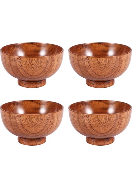 Jujube Japon Tarzı Ahşap Kase Ahşap Pirinç Kase Erişte Kase Masif Ahşap Kase, Çap 4,5 Inç x 2-5 / 8 Inç, Pirinç, Çorba, Sos, Dekorasyon Için (Orta) 4 Paket (Yurt Dışından)