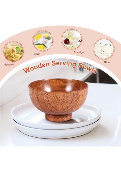 Jujube Japon Tarzı Ahşap Kase Ahşap Pirinç Kase Erişte Kase Masif Ahşap Kase, Çap 4,5 Inç x 2-5 / 8 Inç, Pirinç, Çorba, Sos, Dekorasyon Için (Orta) 4 Paket (Yurt Dışından) fırsatları