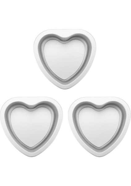 3'lü Alüminyum Kalp Şeklinde Yapışmaz Kek Kalıbı Seti - Çıkarılabilir Tabanlı Kendin Yap Pişirme Kalıbı Aracı - 4 Inç (Yurt Dışından)
