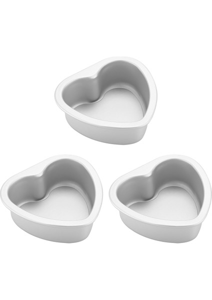 3'lü Alüminyum Kalp Şeklinde Yapışmaz Kek Kalıbı Seti - Çıkarılabilir Tabanlı Kendin Yap Pişirme Kalıbı Aracı - 4 Inç (Yurt Dışından) fiyatları