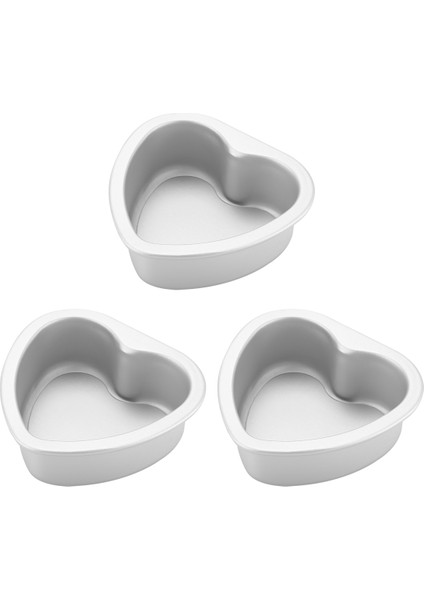 3'lü Alüminyum Kalp Şeklinde Yapışmaz Kek Kalıbı Seti - Çıkarılabilir Tabanlı Kendin Yap Pişirme Kalıbı Aracı - 4 Inç (Yurt Dışından) modelleri
