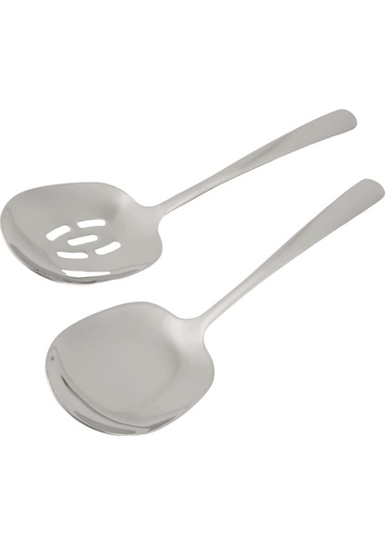Servis Kaşığı Seti, 10 Inçlik Oluklu Kaşık ve Servis Kaşığı, Kaşıklar, Gümüş Eşya, Yemek Kaşığı, Makarna Kaşığı, 2'li Paket (Yurt Dışından) modelleri