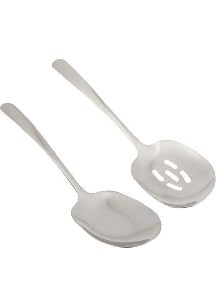 Servis Kaşığı Seti, 10 Inçlik Oluklu Kaşık ve Servis Kaşığı, Kaşıklar, Gümüş Eşya, Yemek Kaşığı, Makarna Kaşığı, 2'li Paket (Yurt Dışından) fırsatları