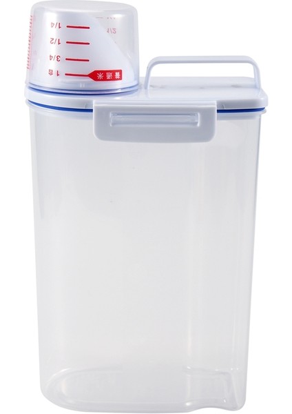 Pirinç Gevreği Saklama Kabı - Hava Geçirmez Kuru Gıda Pirinç Saklama Kabı Plastik Küçük Pirinç Dağıtıcısı ve Ölçü Kabı (Yurt Dışından)
