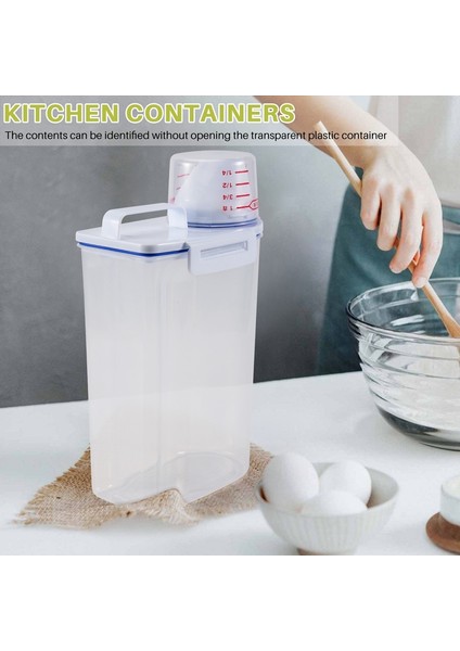 Pirinç Gevreği Saklama Kabı - Hava Geçirmez Kuru Gıda Pirinç Saklama Kabı Plastik Küçük Pirinç Dağıtıcısı ve Ölçü Kabı (Yurt Dışından) fırsatları