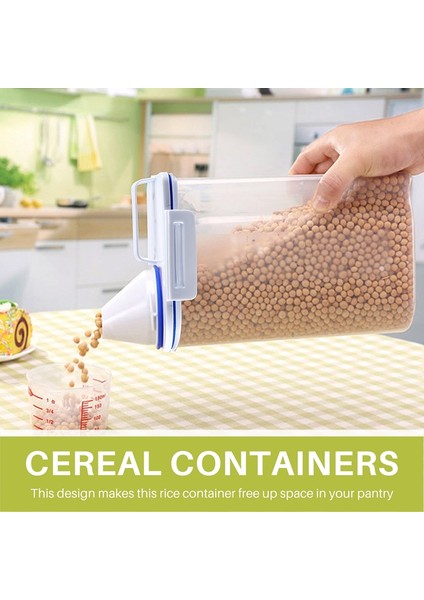 Pirinç Gevreği Saklama Kabı - Hava Geçirmez Kuru Gıda Pirinç Saklama Kabı Plastik Küçük Pirinç Dağıtıcısı ve Ölçü Kabı (Yurt Dışından) indirimleri