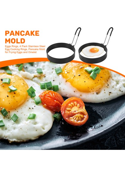 Yumurta Halkaları, 4'lü Paket Paslanmaz Çelik Yumurta Pişirme Halkaları, Yumurta ve Omlet Kızartmak Için Krep Kalıbı (Yurt Dışından) fırsatları