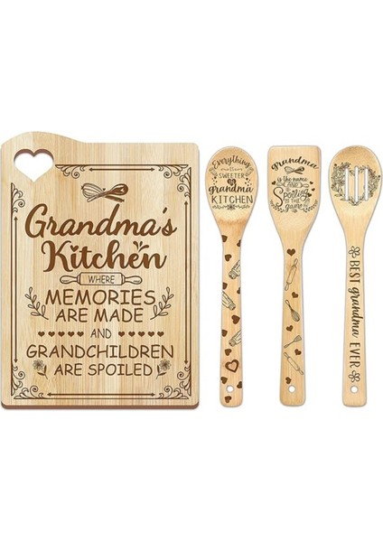 Bambu Kesme Tahtası Anneler Günü Hediyesi Kesme Tahtası, Yemek Tahtası (Büyükanne) (Yurt Dışından)