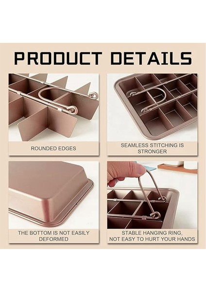 Bölmeli Brownie Tepsisi, Yapışmaz Ekmek Tepsisi, Fırın Tepsisi, Kek Için 18 Önceden Kesilmiş Kare Kalıp (Yurt Dışından) fırsatları