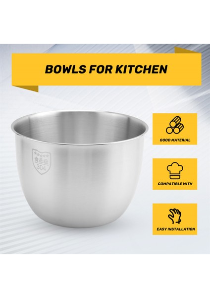 Mutfak Paslanmaz Çelik 304 Karıştırma Kabı Derin Tasarım Pişirme Pişirme Kek Ekmek Salata Mutfak Mikser Kabı, 2800ML (Yurt Dışından) indirimleri