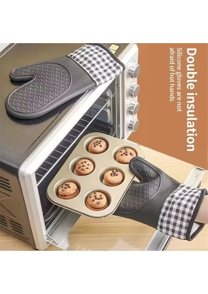 Yüksek Sıcaklıkta Haşlanmaya Karşı Silikon Yalıtımlı Mutfak Eldivenleri Mutfak Pişirme Eldivenleri (Yurt Dışından) fırsatları