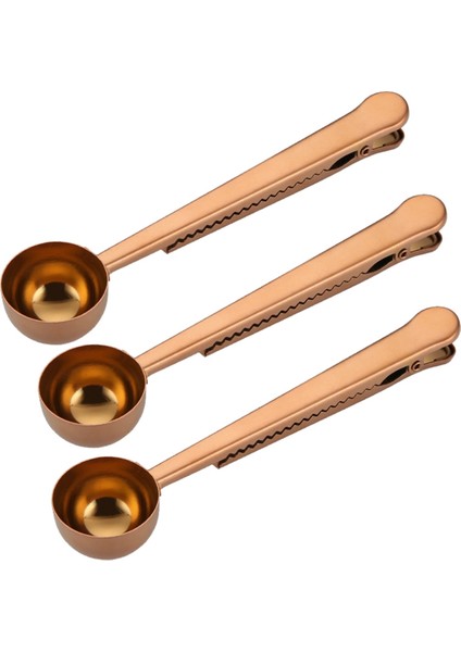 2'si 1 Arada Kahve Kaşığı, Kahve Tozu Ölçü Kaşığı, Sızdırmazlık Klipsli Çay Süt Tozu Kaşığı, Kahve Aksesuarları, Gül Altın (Yurt Dışından)