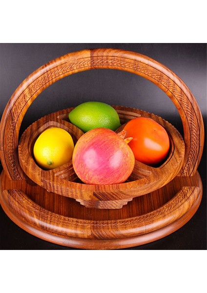 El Yapımı Ahşap Oyma Meyve Tabağı Ahşap Meyve Sepeti Katlanabilir Kuru Meyve Sepeti Katlanabilir Ekmek Kuruyemiş Sepetleri, 3 Izgara (Yurt Dışından)