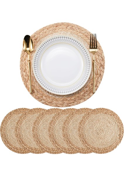 Boho Amerikan Servis Altlığı 6'lı Set - El Yapımı Dokuma Amerikan Servis Altlığı Su Sümbülü Paspasları, Yemek Masası Mutfak Için Yuvarlak Amerikan Servis Altlığı 13 Inç (Yurt Dışından)