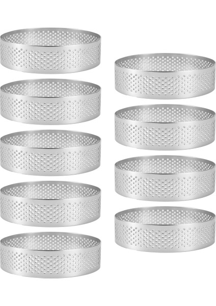 9'lu Paket Yuvarlak Tart Halkası, Mus Halkaları, Paslanmaz Çelik Isıya Dayanıklı Delikli Mus Halkaları, Metal Yuvarlak Halka Kalıbı (Yurt Dışından)