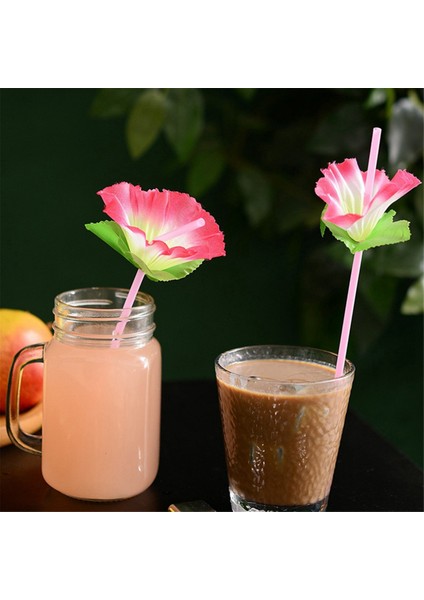 Hawaii Temalı Parti, Plaj, Tropikal Doğum Günü, Düğün, Parti Dekorasyon Malzemeleri Için 20 Adet Çiçekli Pipet (Yurt Dışından) modelleri