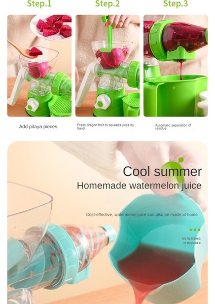 Manuel Sıkacağı Silikon Vakumlu Tabanlı El Kranklı Sıkacağı Kolay Saklama Taşınabilir Manuel Sıkma Meyve Sıkacağı Yeşil (Yurt Dışından)