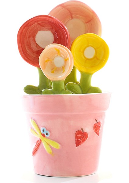 Seramik Ölçü Kaşığı Pişirme Gıda Ev Mutfak Tuz Şeker Kaşığı Tabanlı Sevimli Mutfak Gereçleri Pembe (Yurt Dışından)