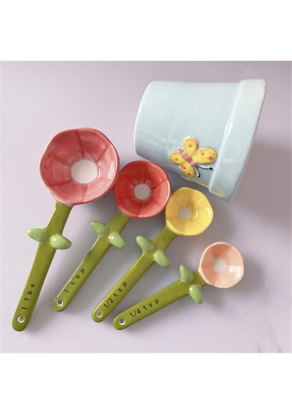 Seramik Ölçü Kaşığı Pişirme Gıda Ev Mutfak Tuz Şeker Kaşığı Tabanlı Sevimli Mutfak Gereçleri Pembe (Yurt Dışından) modelleri
