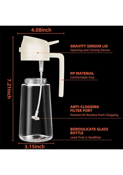 Mutfak, Zeytinyağı Dispenseri ve Yağ Püskürtücüsü Için 16 Oz Yağ Dağıtıcı Şişe - 470 ml Zeytinyağı Şişesi - Yağ Püskürtücü Beyaz (Yurt Dışından) fırsatları