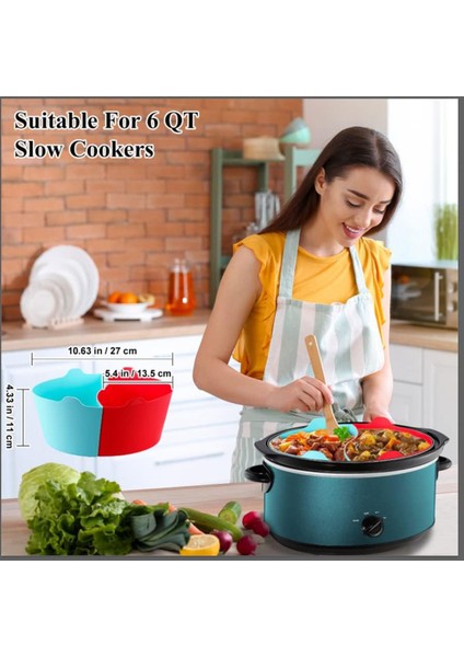 Quart Oval Yavaş Pişirici Kaplamaları Crock Pot 6 Qt Için Uyumlu, Crock Pot Için, Yeniden Kullanılabilir Silikon Bölücü Ek Parçası (Yurt Dışından) fiyatları