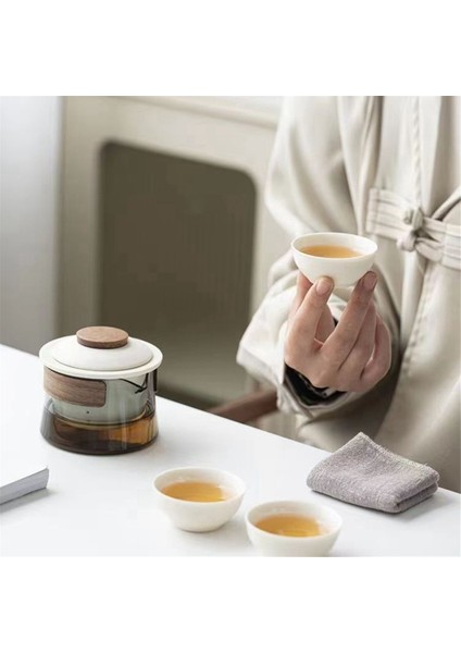 Kase 3 Bardak Çay Fincanı Seti Ev Çay Yapımı Seyahat Çay Seti Açık Hava Taşınabilir Çanta Çin Çay Seti Malzemeleri, C (Yurt Dışından) fırsatları