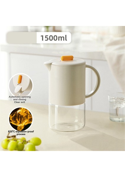 Taşınabilir Cam Su Sürahisi Kapaklı Mutfak Kahve Potu Saplı Kahve Çaydanlık Kahve Eşyaları Çay Takımı 1500ML Sarı (Yurt Dışından) fırsatları