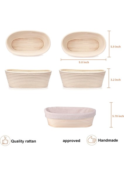 2'li Ekmek Mayalama Sepeti Seti, 25 cm Oval Ekşi Mayalı Ekmek Pişirme Malzemeleri, Ekmek Yapımı Başlangıç Seti, Mayalama Sepetleri (Yurt Dışından) indirimleri