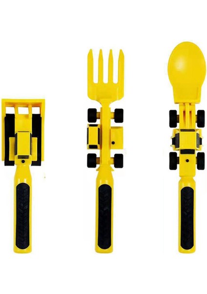 Çocuk Araba Sofra Takımı Buldozer Ekskavatör Kürek Yürümeye Başlayan Çocuk Çatal ve Kaşıkları Çocuk Eşyaları Sofra Takımı C (Yurt Dışından)