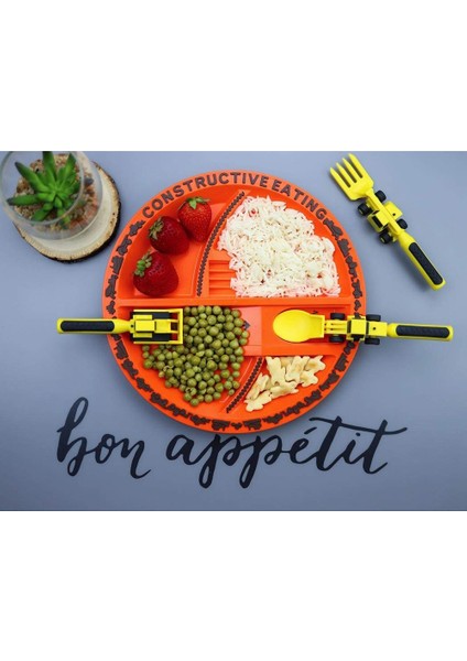 Çocuk Araba Sofra Takımı Buldozer Ekskavatör Kürek Yürümeye Başlayan Çocuk Çatal ve Kaşıkları Çocuk Eşyaları Sofra Takımı C (Yurt Dışından) modelleri