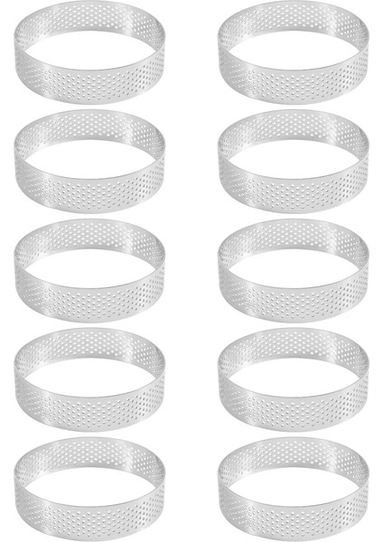 10 Adet Yuvarlak Paslanmaz Çelik Tart Halkası Kule Pasta Kek Kalıbı Pişirme Araçları Delikli Kek Mus Halkası, 8 cm (Yurt Dışından)