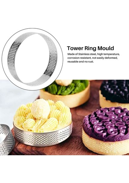 10 Adet Yuvarlak Paslanmaz Çelik Tart Halkası Kule Pasta Kek Kalıbı Pişirme Araçları Delikli Kek Mus Halkası, 8 cm (Yurt Dışından) fırsatları