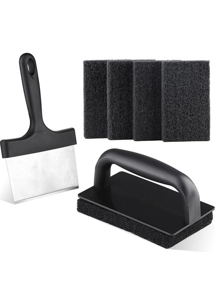 Izgara Temizleme Seti Düz Üstlü Ovma Pedleri ve 6 Inçlik Izgara Kazıyıcı Çizmeyen Izgara Ovma Temizleme Pedi (Yurt Dışından)