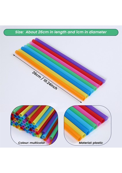 300 Adet 10,3 Inç Jumbo Pipet Smoothie Pipetleri Milkshake Pipetleri Ekstra Geniş Ekstra Uzun Çeşitli Parlak Renkler (Yurt Dışından) fırsatları