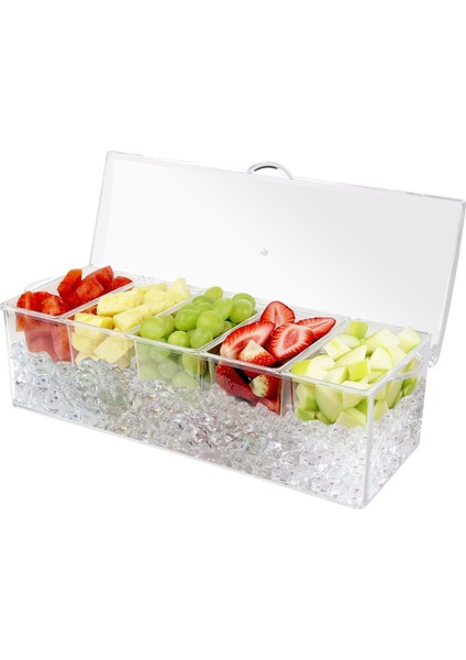 Buz Gibi Soğuk 5 Bölmeli Sos Servis Rafı - 5 Çıkarılabilir Tepsili Servis Tepsisi Kabı (Yurt Dışından)