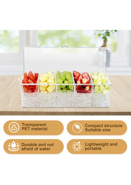 Buz Gibi Soğuk 5 Bölmeli Sos Servis Rafı - 5 Çıkarılabilir Tepsili Servis Tepsisi Kabı (Yurt Dışından) indirimleri