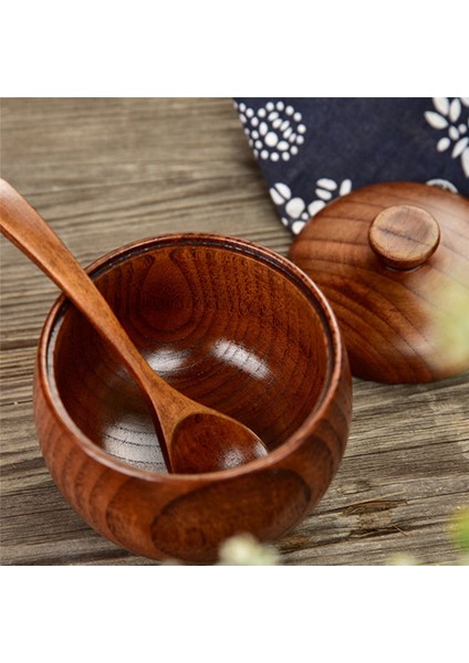 Ahşap Kapaklı ve Kaşıklı 2 Adet Ahşap Baharat Kavanozu, Iskandinav Özlü Tarzı Tuz Kabı, Tuzluk, Baharat Kutusu, Mutfak Gereçleri (Yurt Dışından) modelleri