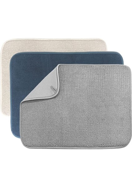 3'lü Bulaşık Kurutma Matı, Emici Mikrofiber Bulaşık Süzgeçleri, Mutfak Tezgahı Boyutu 20X15 Inç, Bulaşık Kurutma Pedi (Yurt Dışından)