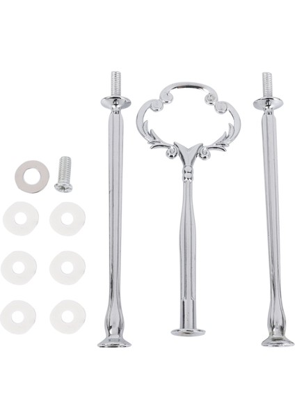 Set 2 3 Katlı Pasta Tabağı Standı Ağır Metal Orta Saplı Bağlantı Donanımı Çubuk Şekli: Süslü Viktorya Rengi: Gümüş Miktar: 1 Set (Yurt Dışından)