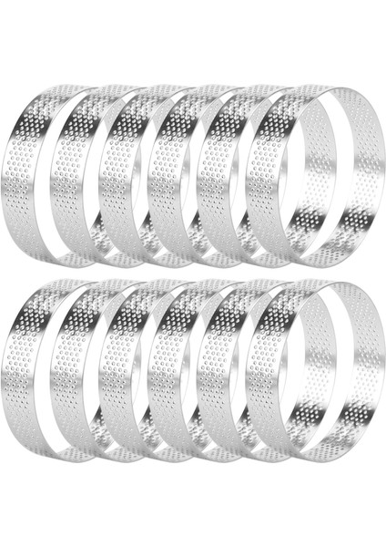 12'li Paket Paslanmaz Çelik Tart Halkası, Delikli Kek Mus Halkası, Kek Halkası Kalıbı, Yuvarlak Kek Pişirme Aletleri 6 cm (Yurt Dışından) fiyatları