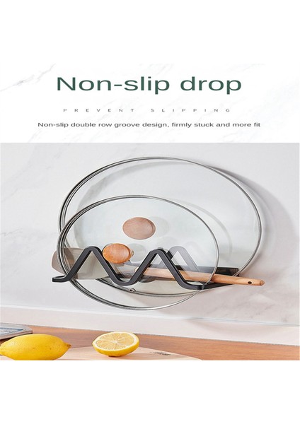 Paslanmaz Tencere Kapağı Tutucu Duvara Monte Tabaklık Güçlü Taşıma Kapasitesi Delinmez Tencere Kapağı Rafı Galeri Rafı Siyah-A (Yurt Dışından) fiyatları