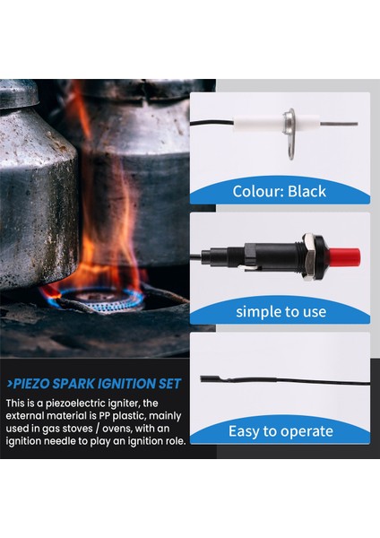 Piezo Ateşleme Seti Kablolu 1000 mm Uzunluğunda Gazlı Ocaklar ve Fırınlar Için Basmalı Düğmeli Mutfak Çakmakları (Yurt Dışından) fırsatları
