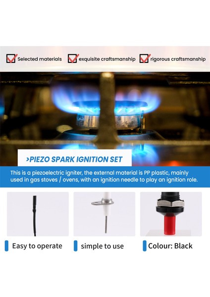Piezo Ateşleme Seti Kablolu 1000 mm Uzunluğunda Gazlı Ocaklar ve Fırınlar Için Basmalı Düğmeli Mutfak Çakmakları (Yurt Dışından) indirimleri