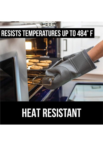 Grip Isı ve Kaymaya Dayanıklı Silikon Fırın Eldiveni Seti, Su Geçirmez, Bpa Içermeyen, Kalın Mutfak Eldivenleri (Yurt Dışından) fiyatları