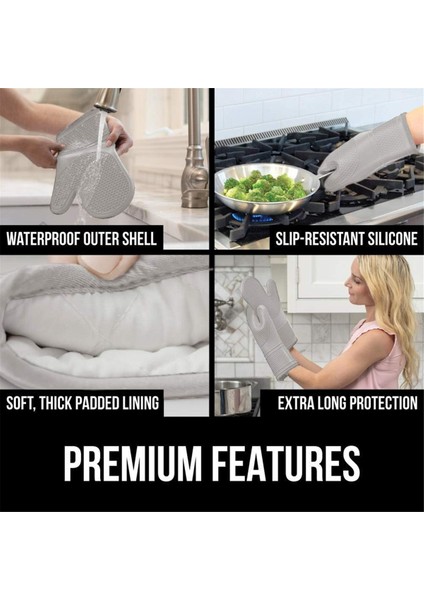 Grip Isı ve Kaymaya Dayanıklı Silikon Fırın Eldiveni Seti, Su Geçirmez, Bpa Içermeyen, Kalın Mutfak Eldivenleri (Yurt Dışından) modelleri