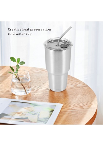 Paslanmaz Çelik Bardak, Kapaklı, Pipetli, 30 Oz Çift Duvarlı Vakumlu Matara, Yalıtımlı Bira Bardağı, Içecek Termosları, Kahve (Yurt Dışından) modelleri