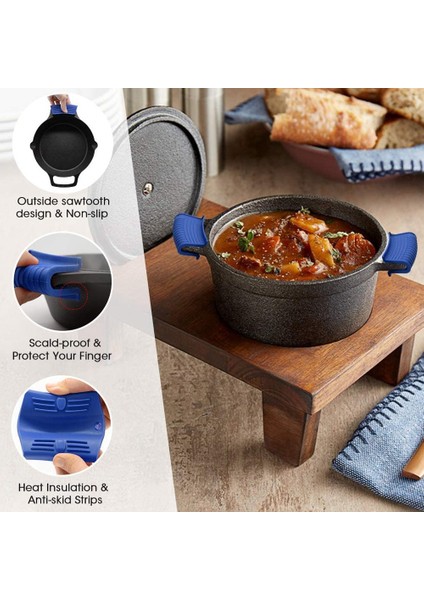 Kalınlaştırılmış Silikon Tava Sapı Kılıfı Yalıtım Kılıfı Tava Kulak Klipsi Dökme Demir Tava Kızartma Tavası Wok Sapı Tutucu, Mavi, 2 Adet (Yurt Dışından) indirimleri