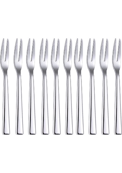 10 Adet 304 Paslanmaz Çelik Kokteyl Tatlı Çatalı Meze Atıştırmalık Kek Meyve Çatalı Seti (Yurt Dışından)