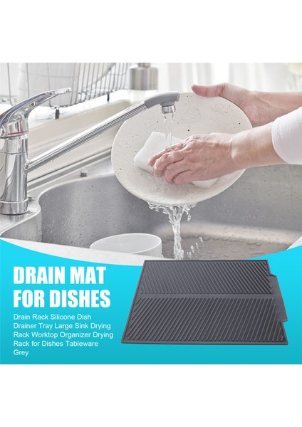 Silikon Bulaşık Süzgeci Tepsisi, Büyük Lavabo Kurutma Rafı, Tezgah Düzenleyici, Bulaşıklar, Sofra Takımları Için Kurutma Rafı, Gri (Yurt Dışından) indirimleri